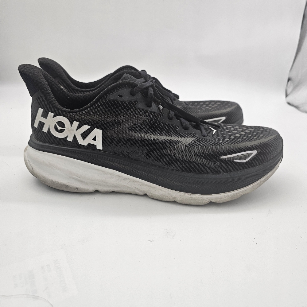 Hoka Clifton 9 Mens Wide Black Running Shoes Size 12D Preowned - Picture 4 of 11